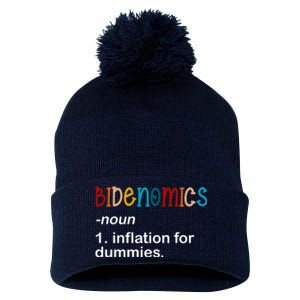 Bidenomics Noun Inflation For Dummies Funny Joe Biden Political Pom Pom 12in Knit Beanie