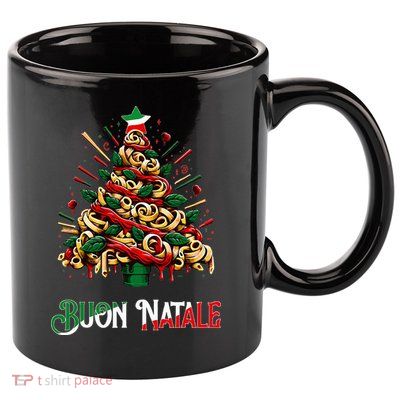 Buon Natale Italian Pasta Christmas Tree Xmas  11oz C Handle Ceramic Mug