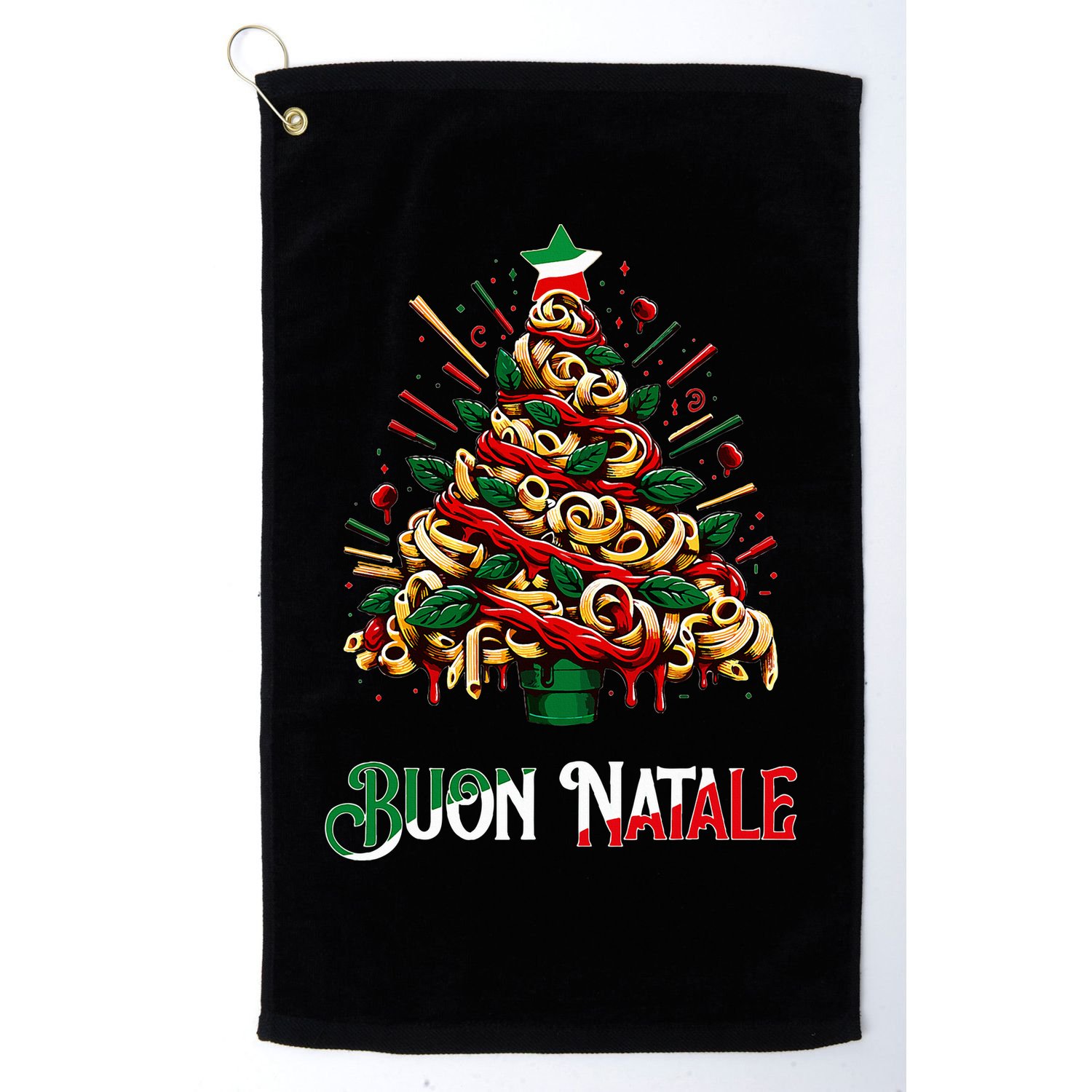 Buon Natale Italian Pasta Christmas Tree Xmas  Golf Towel