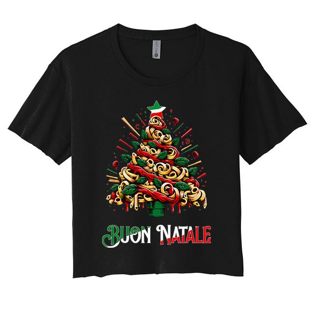 Buon Natale Italian Pasta Christmas Tree Xmas  Crop Top
