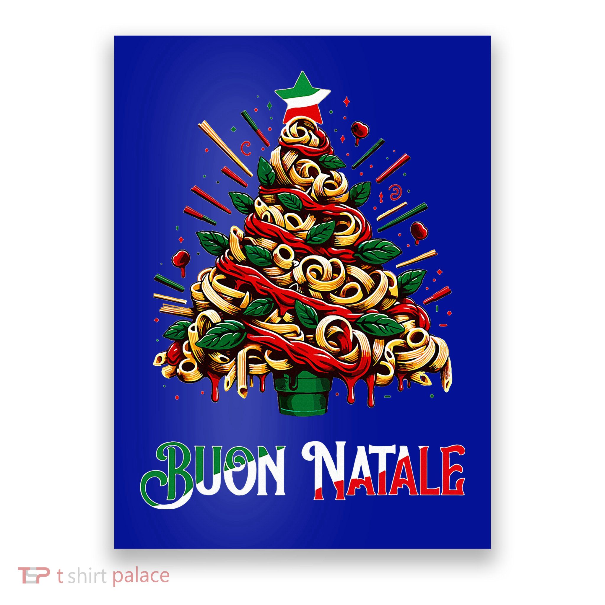 Buon Natale Italian Pasta Christmas Tree Xmas  Poster