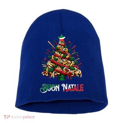 Buon Natale Italian Pasta Christmas Tree Xmas  Short Acrylic Beanie