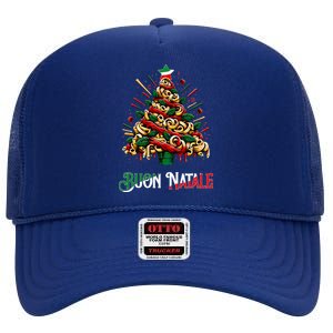 Buon Natale Italian Pasta Christmas Tree Xmas  High Crown Mesh Back Trucker Hat