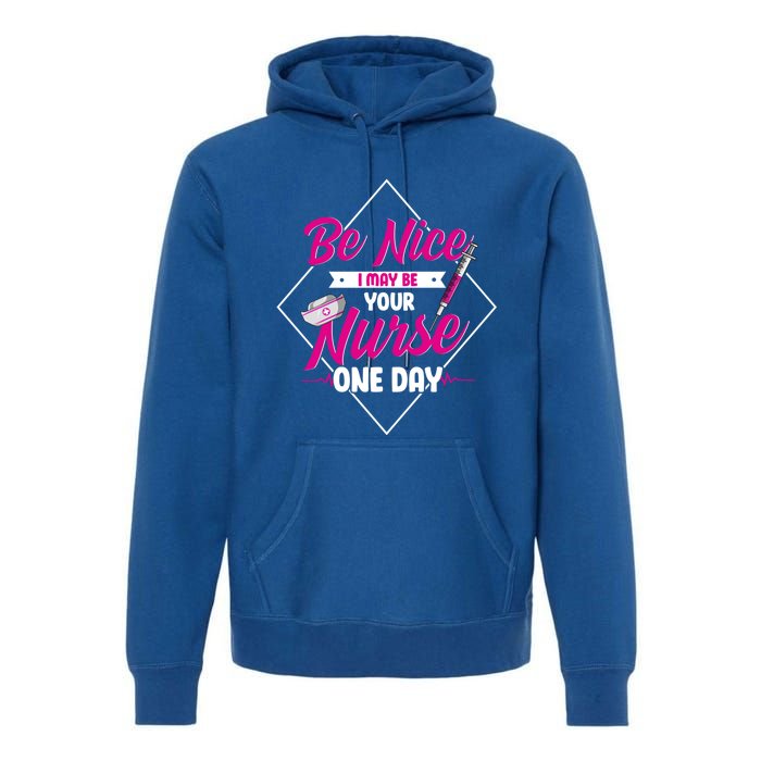 Be Nice I May Be Your Nurse Some Day Funny Rn Nurse Student Meaningful Gift Premium Hoodie