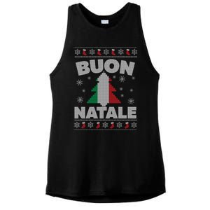 Buon Natale Italian Ugly Christmas Sweater Gift Ladies PosiCharge Tri-Blend Wicking Tank