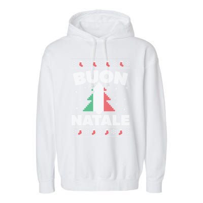 Buon Natale Italian Ugly Christmas Sweater Gift Garment-Dyed Fleece Hoodie