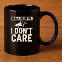 Breaking News: I Don't Care 11oz C Handle Ceramic Mug