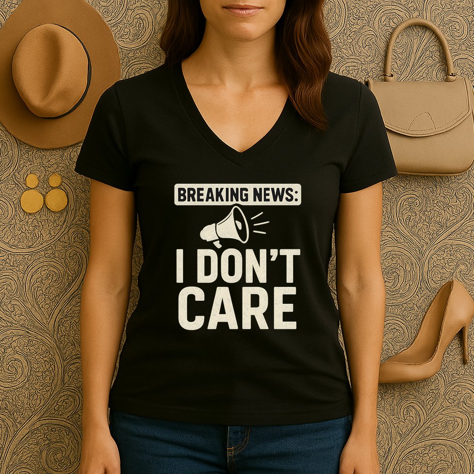 Breaking News: I Don't Care Women's V-Neck T-Shirt