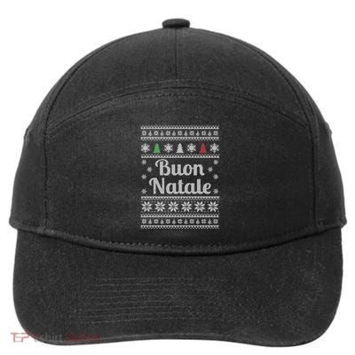 Buon Natale Italian Ugly Christmas Pattern Great Gift 7-Panel Snapback Hat