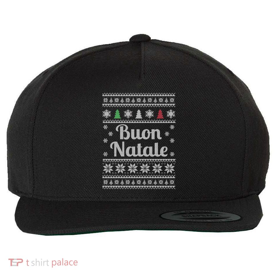 Buon Natale Italian Ugly Christmas Pattern Great Gift Wool Snapback Cap