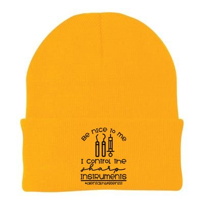 Be Nice I Control Denial Hygienist Hygiene Assistant Graduation Dentist Funny Knit Cap Winter Beanie