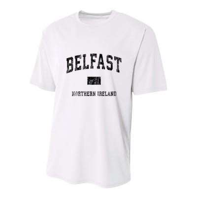Belfast Northern Ireland Vintage Athletic Sports Design V Neck Youth Performance Sprint T-Shirt