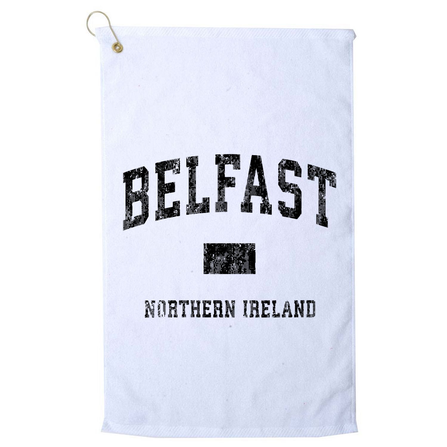 Belfast Northern Ireland Vintage Athletic Sports Design V Neck Golf Towel