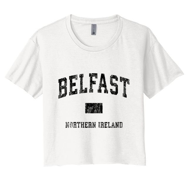 Belfast Northern Ireland Vintage Athletic Sports Design V Neck Crop Top