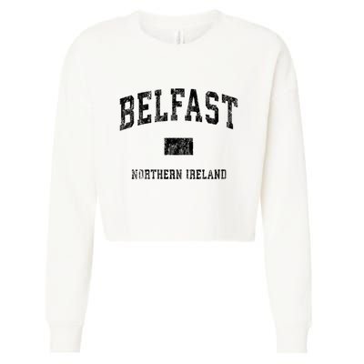Belfast Northern Ireland Vintage Athletic Sports Design V Neck Cropped Pullover Crew