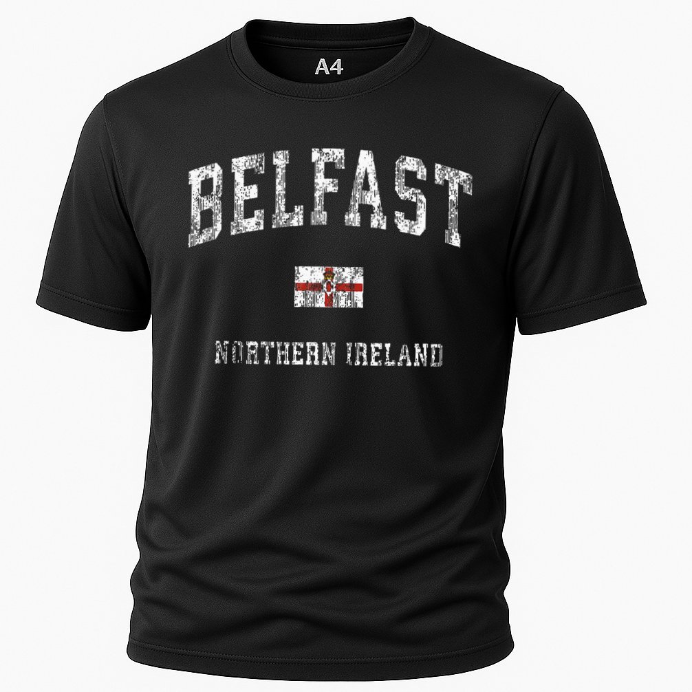 Belfast Northern Ireland Vintage Athletic Sports Design Cooling Performance Crew T-Shirt