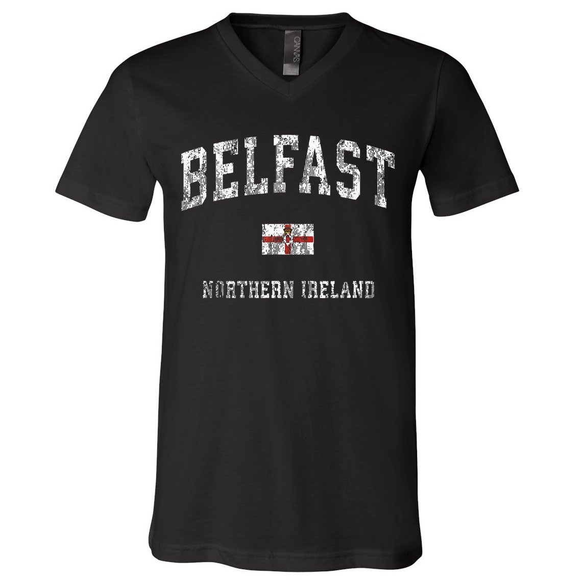 Belfast Northern Ireland Vintage Athletic Sports Design V-Neck T-Shirt