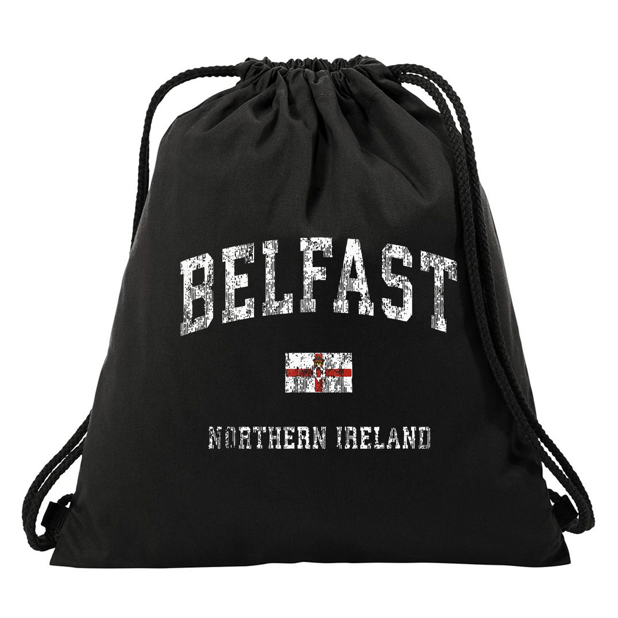 Belfast Northern Ireland Vintage Athletic Sports Design Drawstring Bag