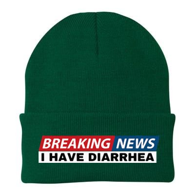 Breaking News I Have Diarrhea Funny Joke Humor Poop Pooping Knit Cap Winter Beanie