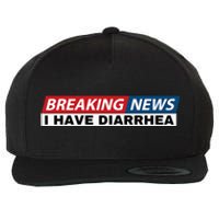 Breaking News I Have Diarrhea Funny Joke Humor Poop Pooping Wool Snapback Cap