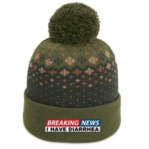 Breaking News I Have Diarrhea Funny Joke Humor Poop Pooping The Baniff Cuffed Pom Beanie