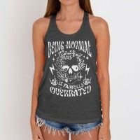 Being Normal Is Painfully OverratedSnarky Adult Humor Floral Skull Skeleton Women's Knotted Racerback Tank