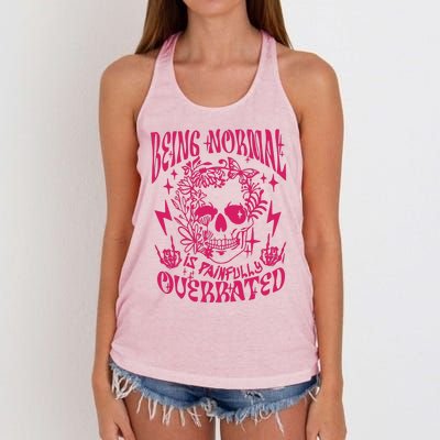 Being Normal Is Painfully OverratedSnarky Adult Humor Floral Skull Skeleton Women's Knotted Racerback Tank