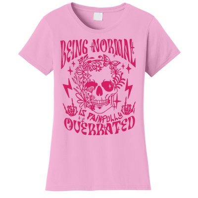 Being Normal Is Painfully OverratedSnarky Adult Humor Floral Skull Skeleton Women's T-Shirt