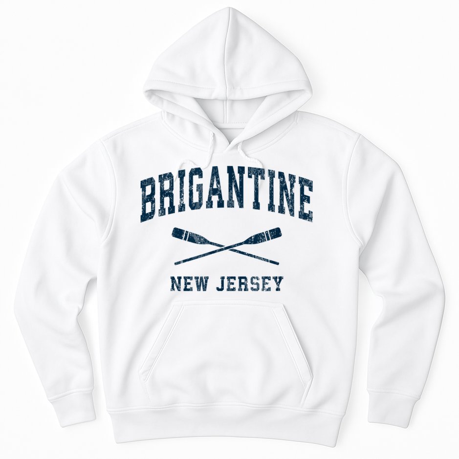 Brigantine New Jersey Vintage Nautical Paddles Sports Oars Hoodie