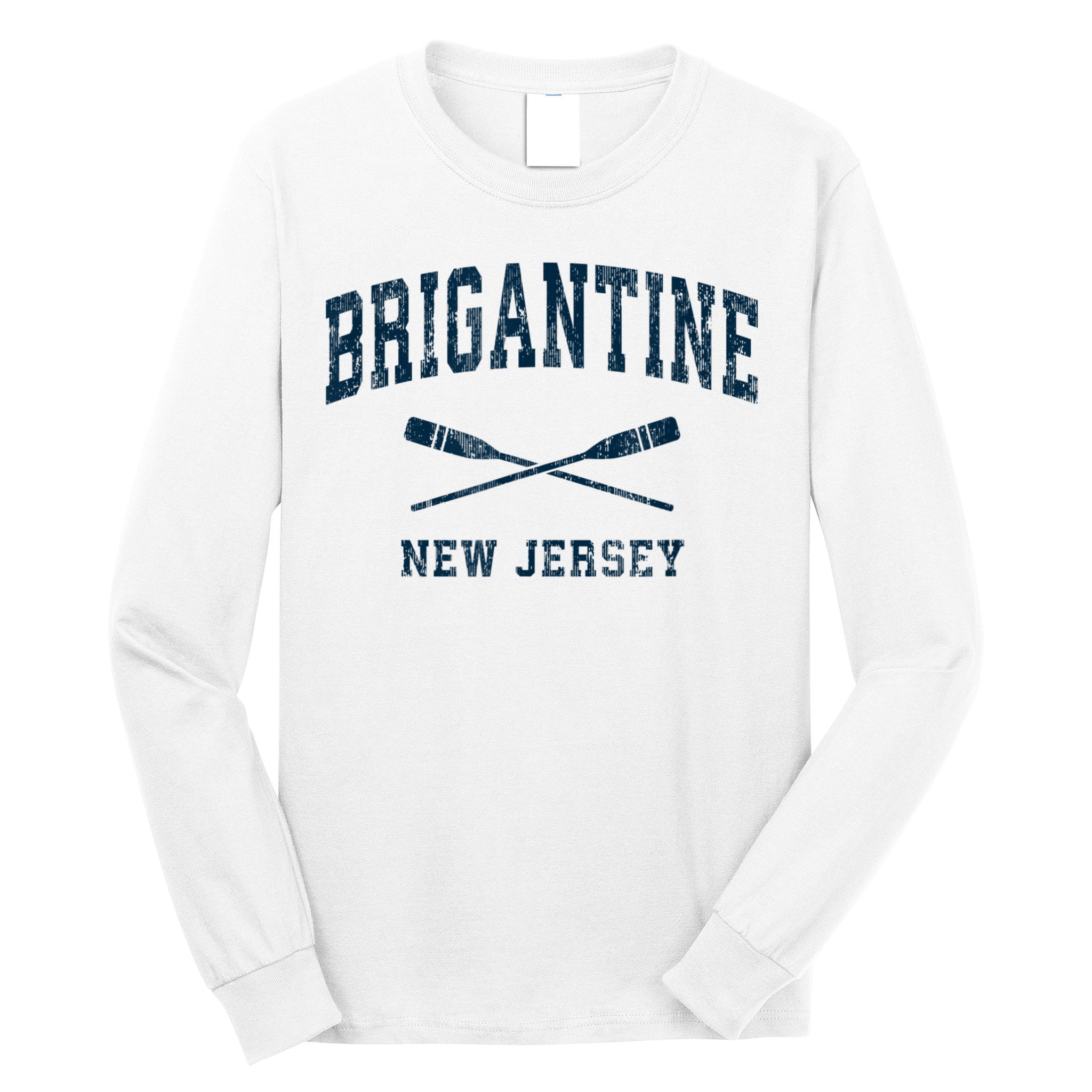 Brigantine New Jersey Vintage Nautical Paddles Sports Oars Long Sleeve Shirt