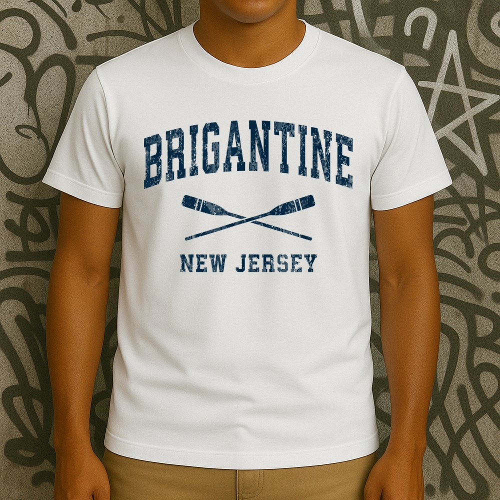 Brigantine New Jersey Vintage Nautical Paddles Sports Oars T-Shirt