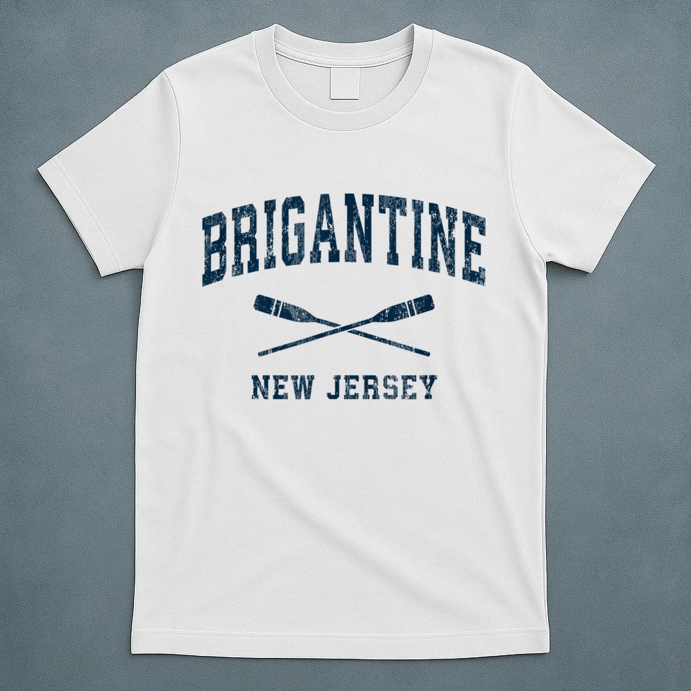 Brigantine New Jersey Vintage Nautical Paddles Sports Oars T-Shirt