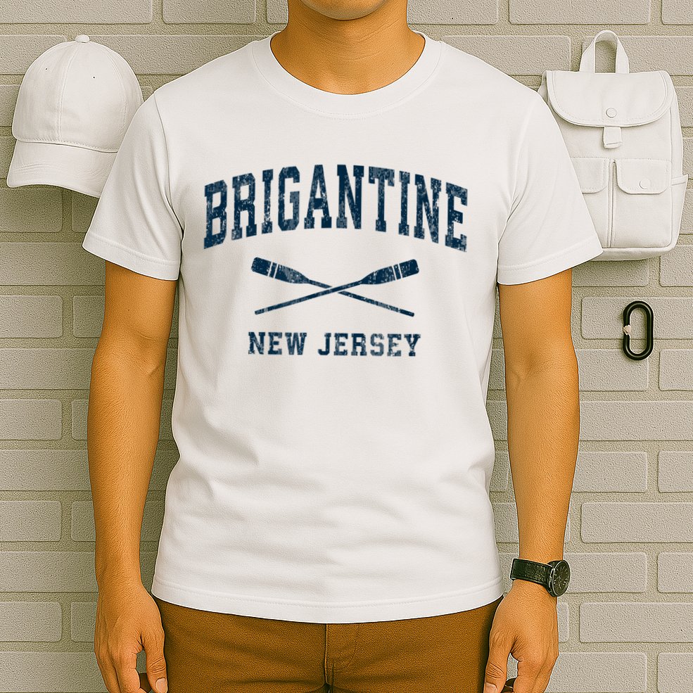Brigantine New Jersey Vintage Nautical Paddles Sports Oars T-Shirt