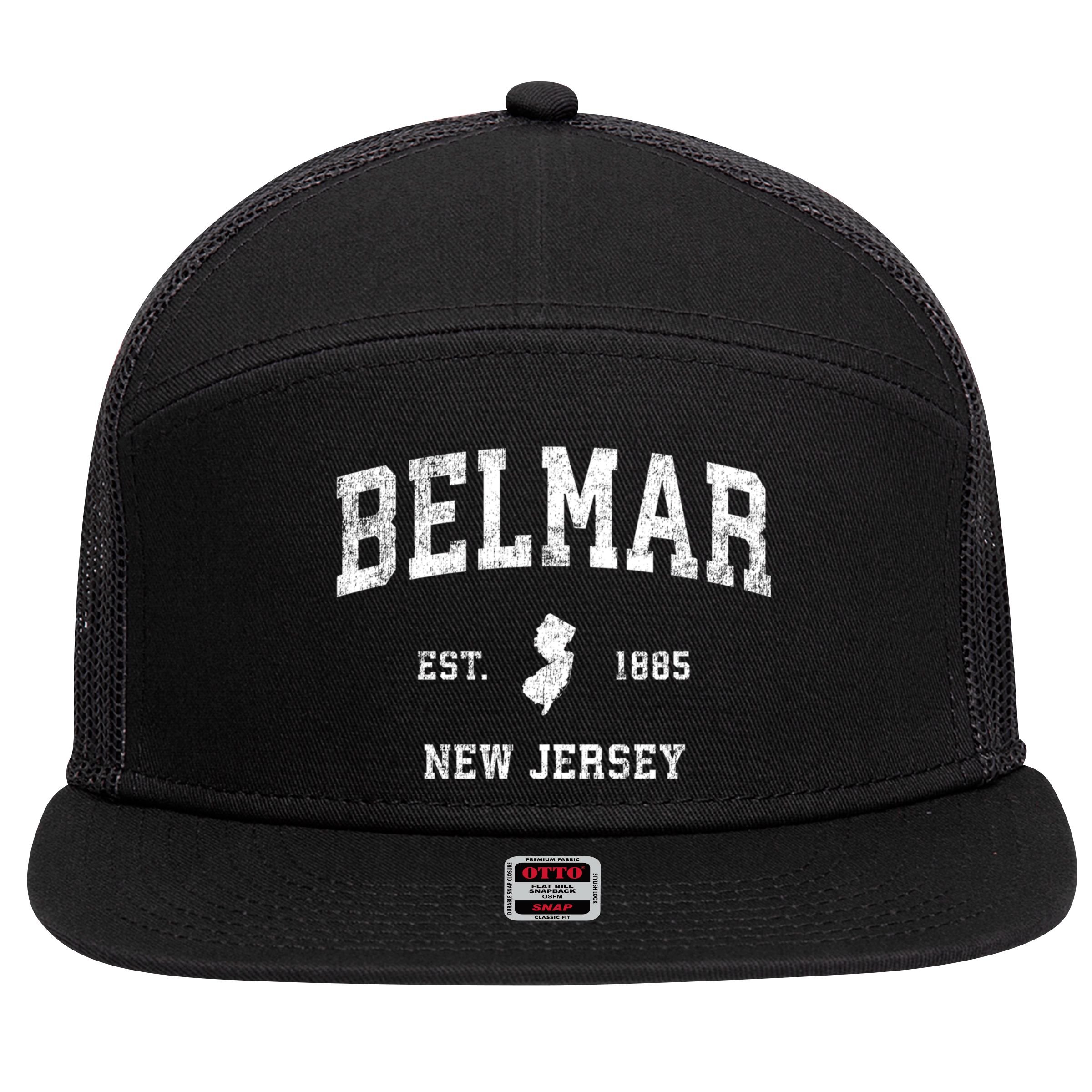 Belmar New Jersey Nj Vintage Sports 7 Panel Mesh Trucker Snapback Hat