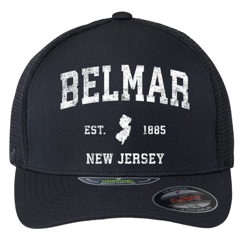 Belmar New Jersey Nj Vintage Sports Flexfit Unipanel Trucker Cap