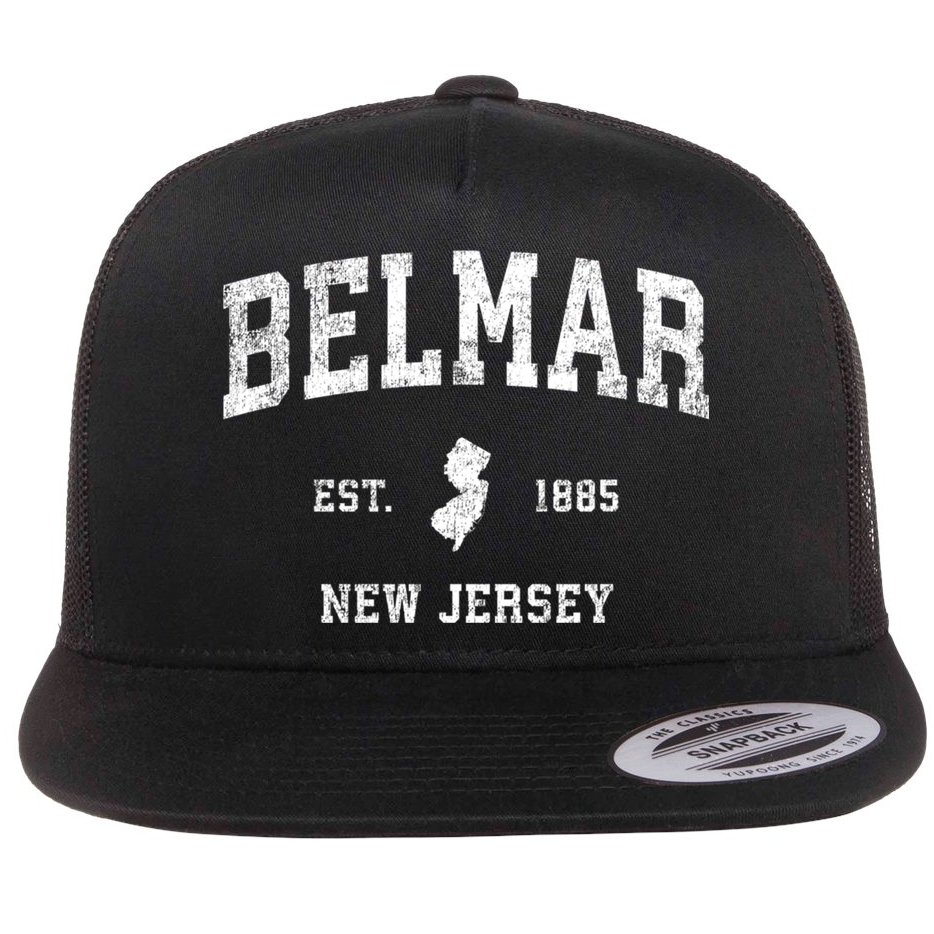 Belmar New Jersey Nj Vintage Sports Flat Bill Trucker Hat