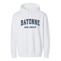 Bayonne New Jersey Nj Vintage Varsity Sports Garment-Dyed Fleece Hoodie