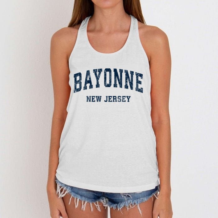 Bayonne New Jersey Nj Vintage Varsity Sports Women's Knotted Racerback Tank