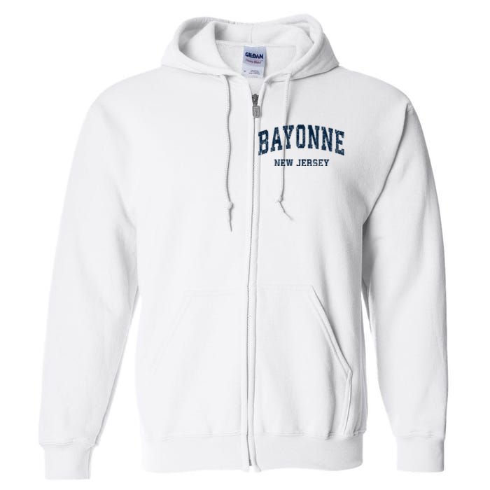 Bayonne New Jersey Nj Vintage Varsity Sports Full Zip Hoodie