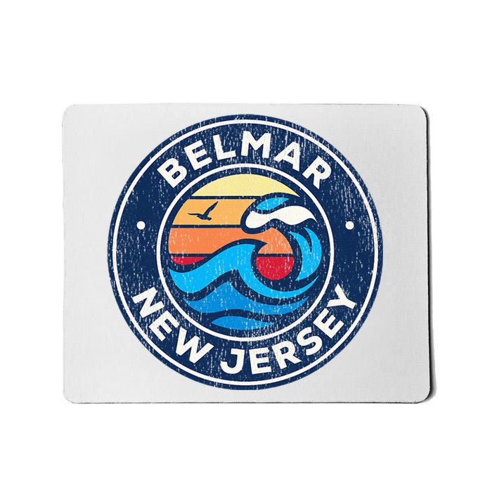 Belmar New Jersey Nj Vintage Nautical Waves Design Mousepad