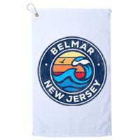 Belmar New Jersey Nj Vintage Nautical Waves Design Platinum Collection Golf Towel