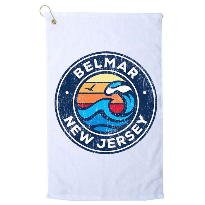 Belmar New Jersey Nj Vintage Nautical Waves Design Platinum Collection Golf Towel