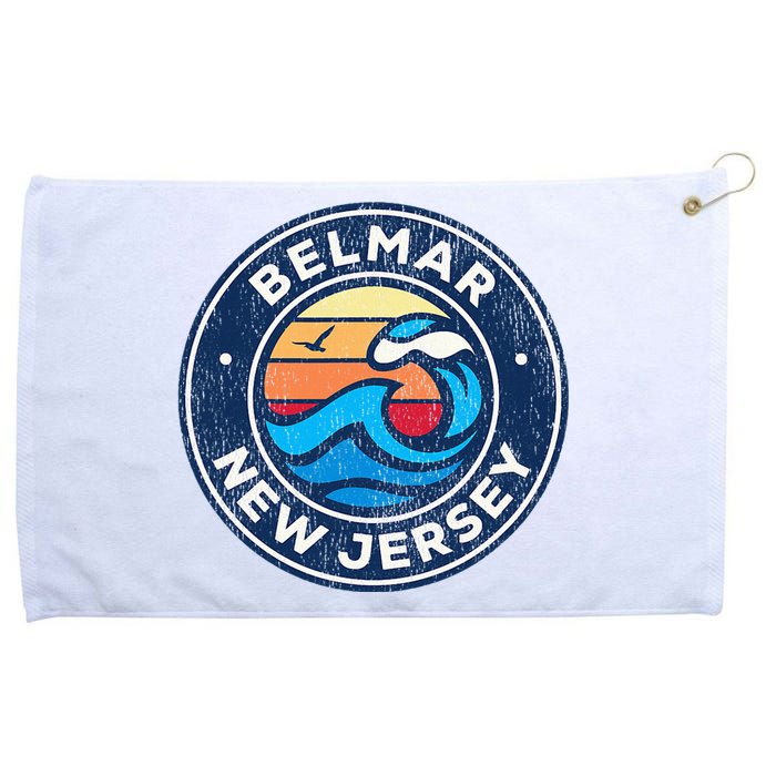 Belmar New Jersey Nj Vintage Nautical Waves Design Grommeted Golf Towel