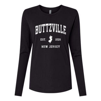 Buttzville New Jersey Nj Vintage Athletic Black Sports Womens Cotton Relaxed Long Sleeve T-Shirt