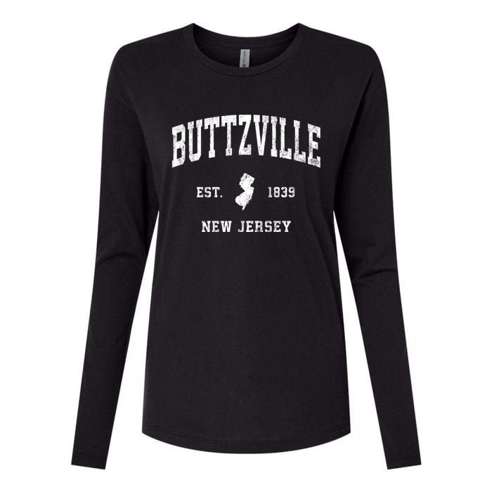 Buttzville New Jersey Nj Vintage Athletic Black Sports Womens Cotton Relaxed Long Sleeve T-Shirt