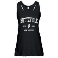 Buttzville New Jersey Nj Vintage Athletic Black Sports Ladies Essential Flowy Tank