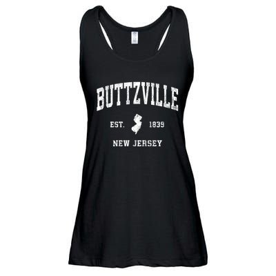 Buttzville New Jersey Nj Vintage Athletic Black Sports Ladies Essential Flowy Tank