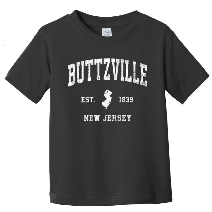 Buttzville New Jersey Nj Vintage Athletic Black Sports Toddler T-Shirt