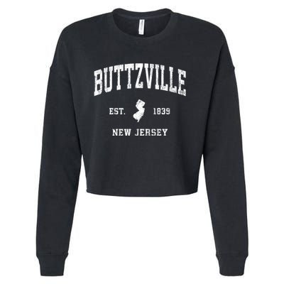 Buttzville New Jersey Nj Vintage Athletic Black Sports Cropped Pullover Crew