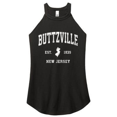 Buttzville New Jersey Nj Vintage Athletic Black Sports Women's Perfect Tri Rocker Tank